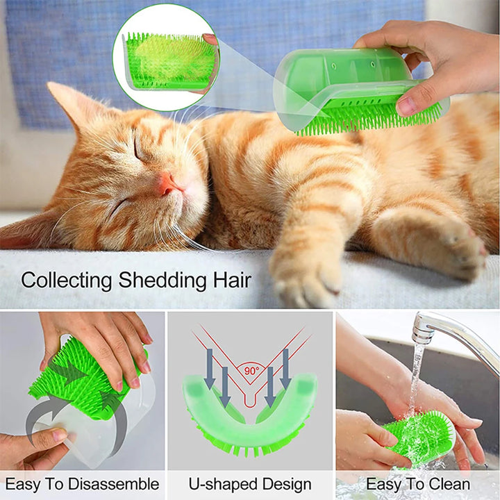 Cat Scratcher and Massager with Grooming Brush